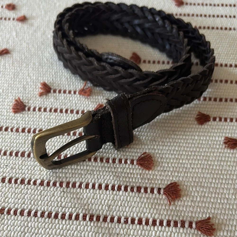 Children’s place Braided Leather Belt - dark brown